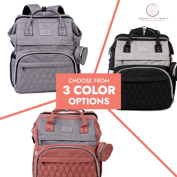 Diaper Bag Black Diaper bag Backpack with Changing Station/ built-in bassinet. - Picture 9 of 16